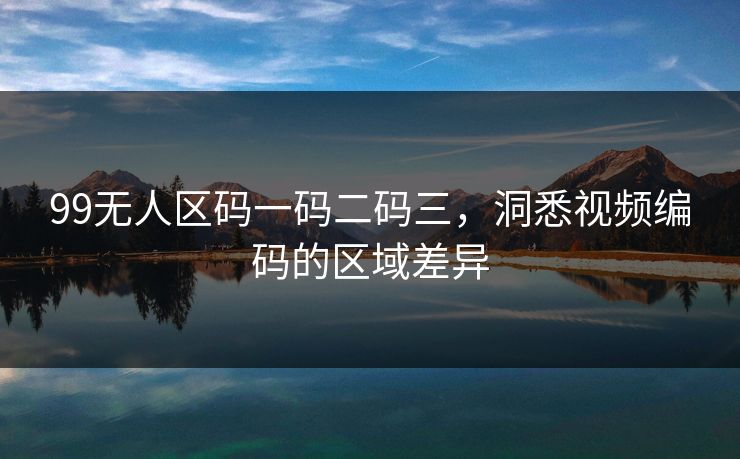 99无人区码一码二码三，洞悉视频编码的区域差异