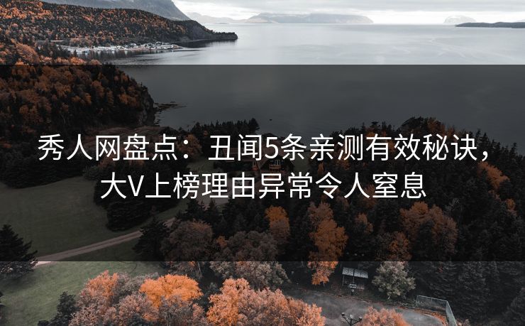 秀人网盘点：丑闻5条亲测有效秘诀，大V上榜理由异常令人窒息