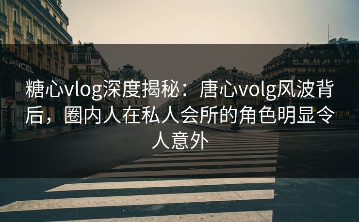糖心vlog深度揭秘:唐心volg风波背后,圈内人在私人会所的角色明显令人意外 糖心vlog深度揭秘:唐心volg风波背后,圈内人在私人会所的角色明显令人意外