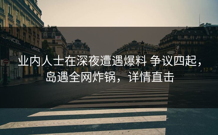 业内人士在深夜遭遇爆料 争议四起,岛遇全网炸锅,详情直击 业内人士在深夜遭遇爆料 争议四起,岛遇全网炸锅,详情直击