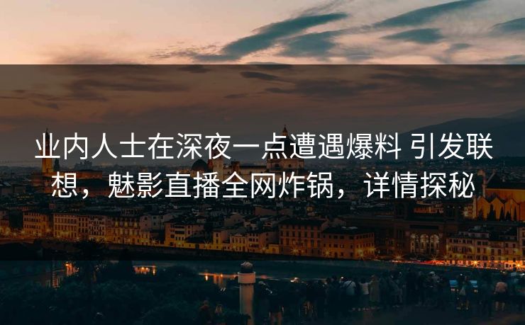 业内人士在深夜一点遭遇爆料 引发联想,魅影直播全网炸锅,详情探秘