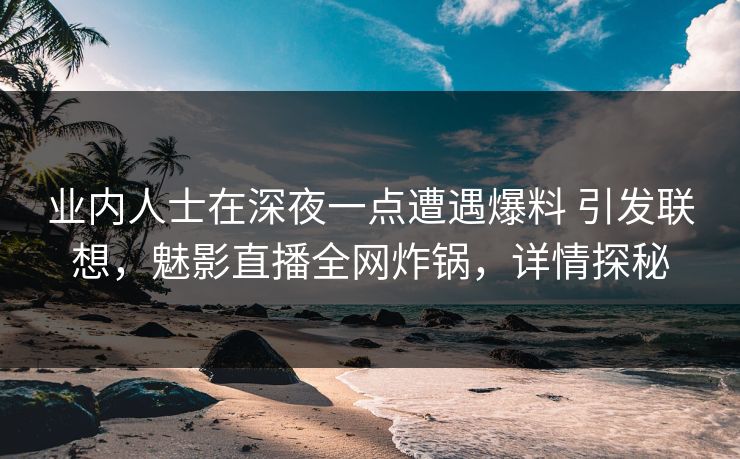 业内人士在深夜一点遭遇爆料 引发联想,魅影直播全网炸锅,详情探秘 业内人士在深夜一点遭遇爆料 引发联想,魅影直播全网炸锅,详情探秘