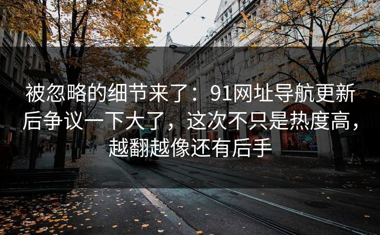 被忽略的细节来了：91网址导航更新后争议一下大了，这次不只是热度高，越翻越像还有后手